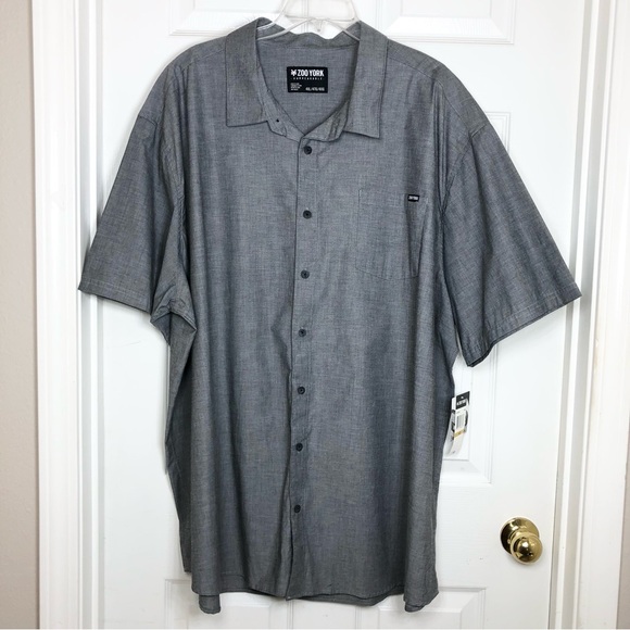 Zoo York True Flex Cotton Blend Short Sleeve Button Casual Gray Shirt 4XL - Picture 3 of 12